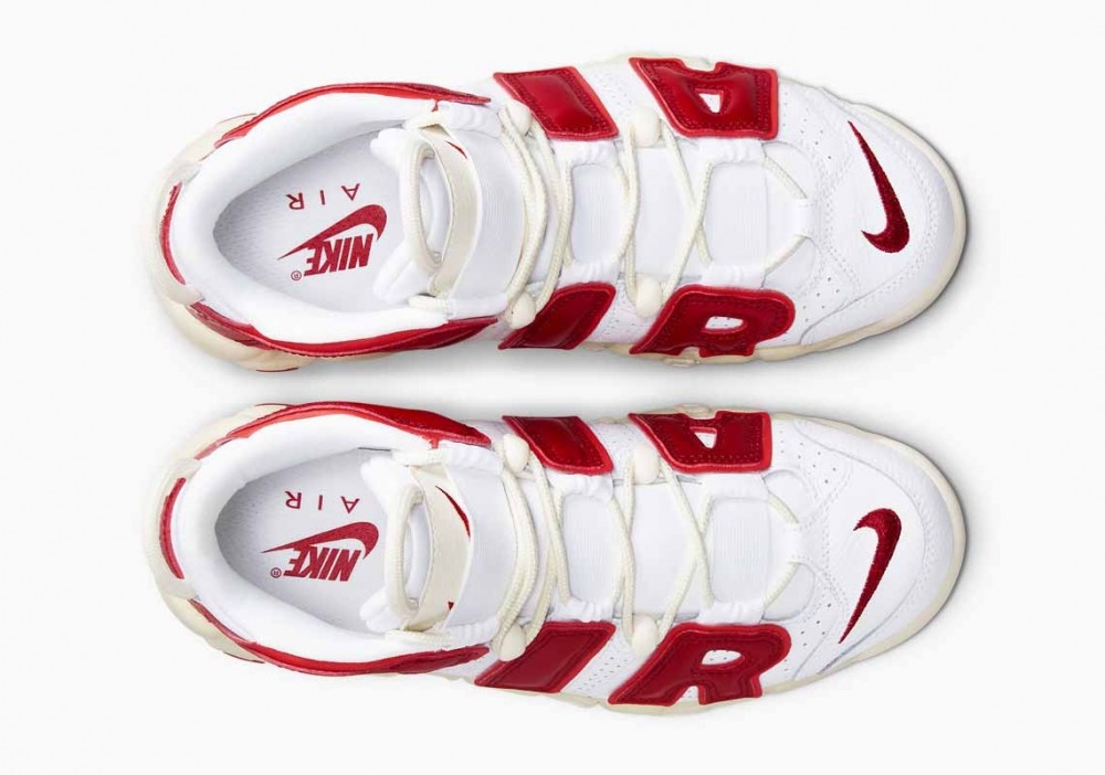 Nike Air More Uptempo Weiß Rot Segel Herren und Damenschuhe